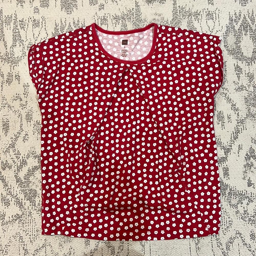 Tea Collection red shirt with flowers